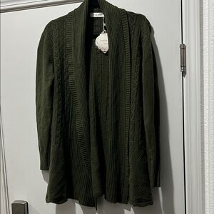 Simply Vera Vera Wang Dark Green Open Front Cardigan